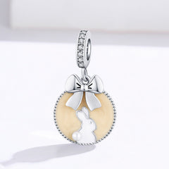 Rabbit With Bow Dangle Charm