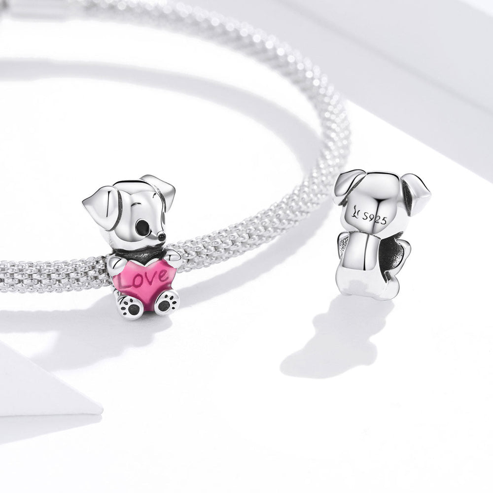 Cute Puppy Love Heart Charm - Lullaboo