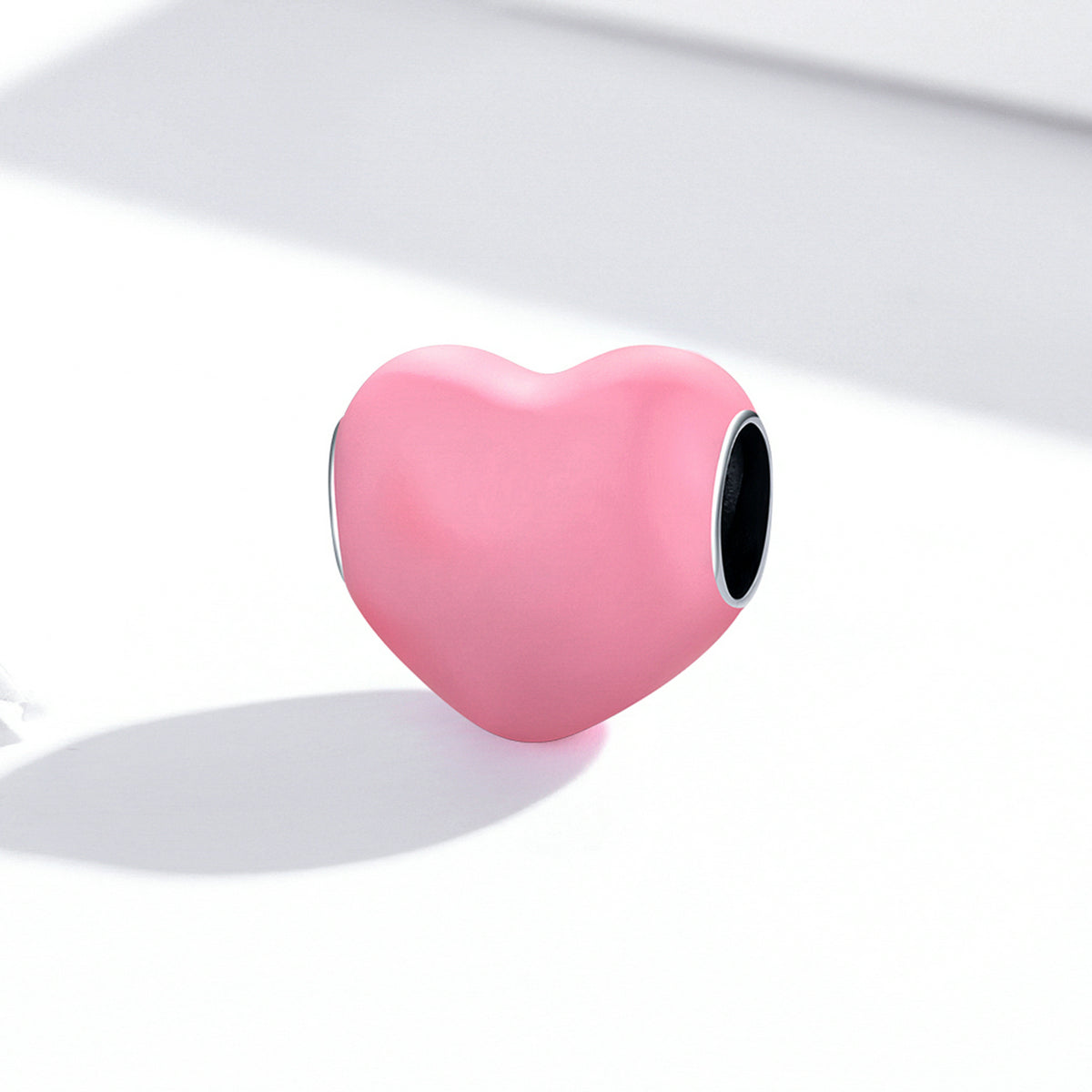 Pink Enamel Heart Charm