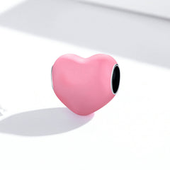 Pink Enamel Heart Charm