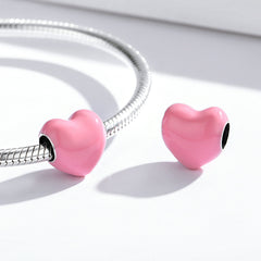 Pink Enamel Heart Charm