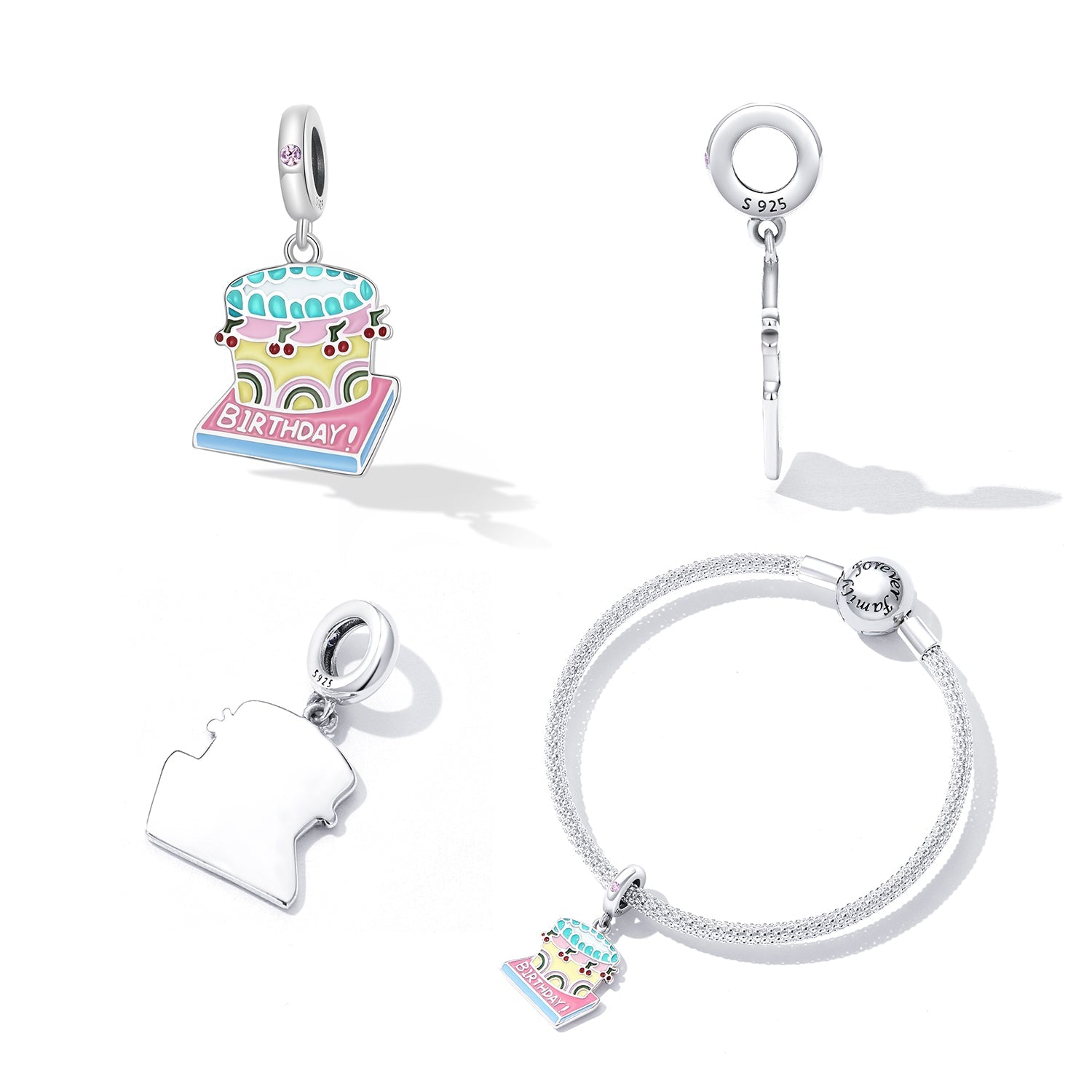 Colourful Birthday Cake Dangle Charm