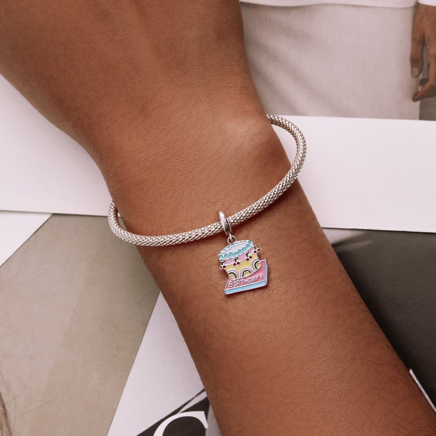 Colourful Birthday Cake Dangle Charm