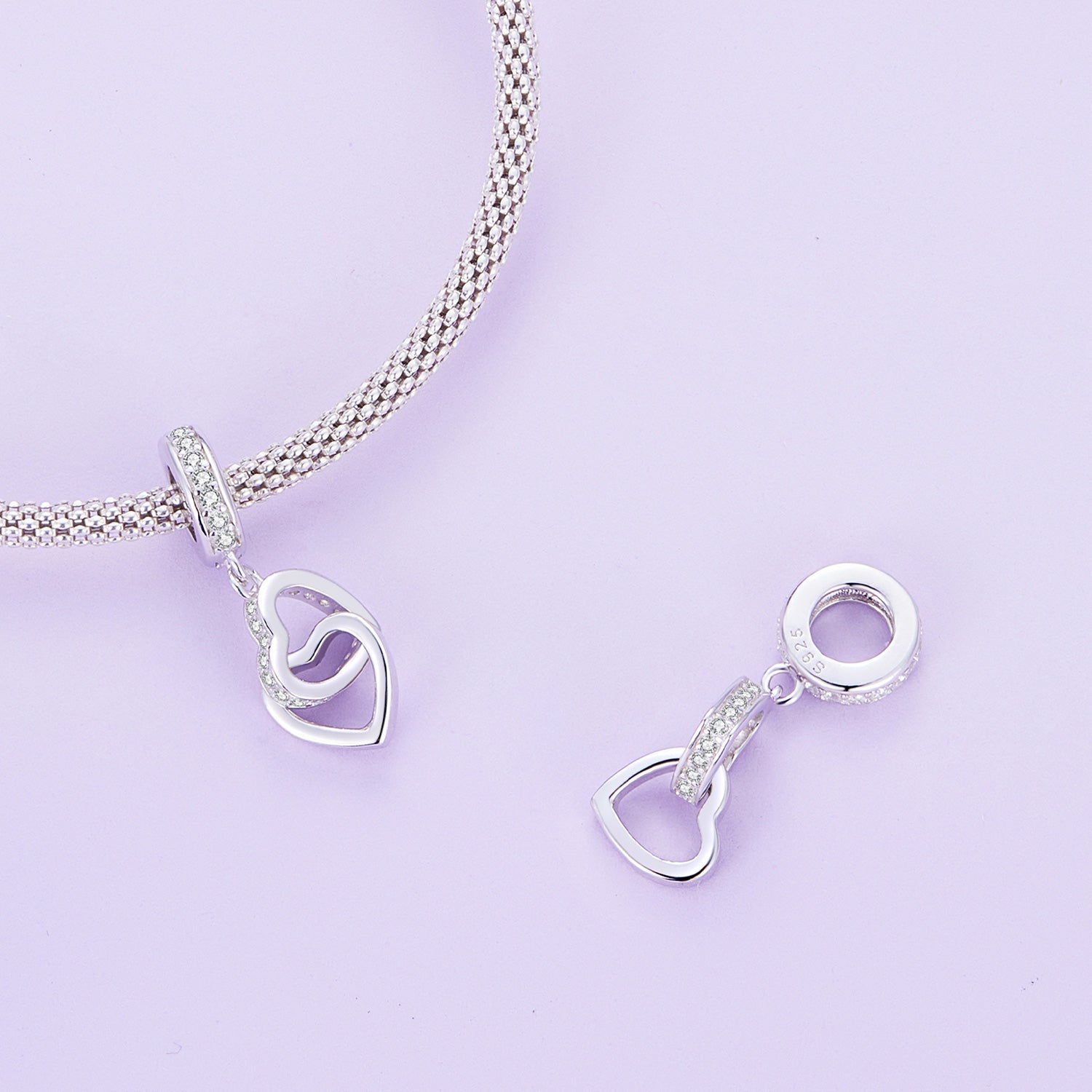 Soulmates Interlocking Heart Pendant Charm - Lullaboo