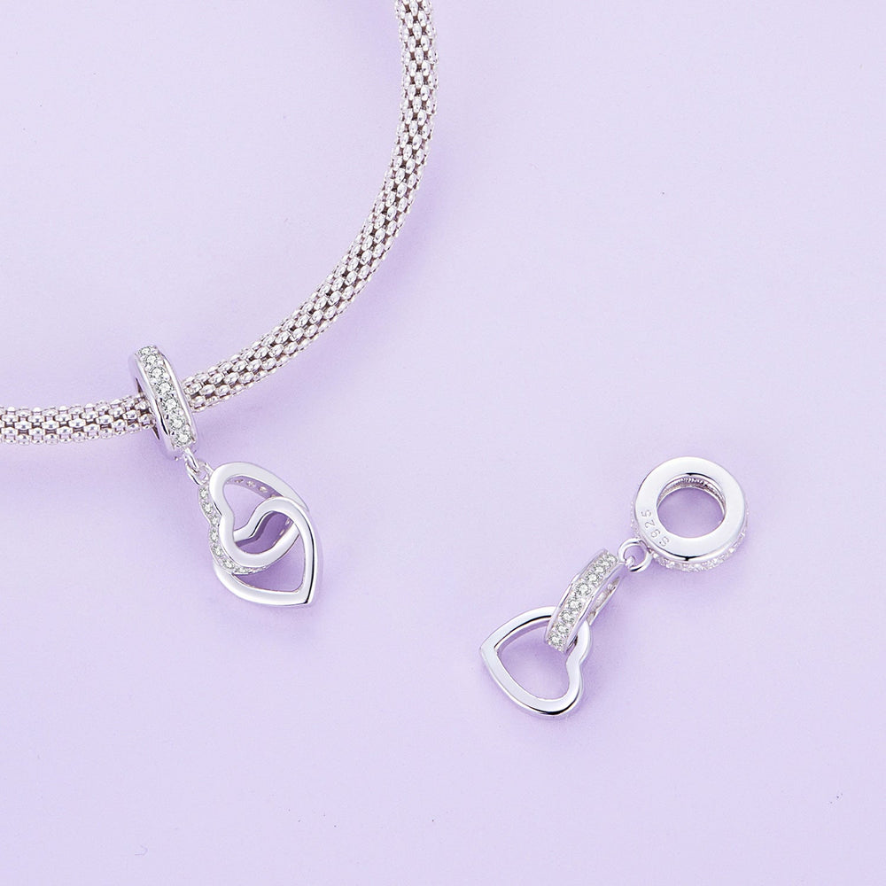 Soulmates Interlocking Heart Pendant Charm - Lullaboo
