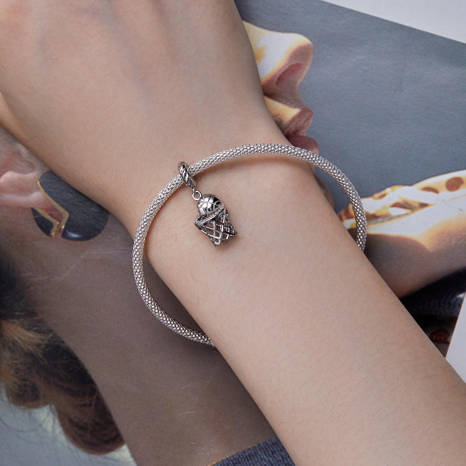 Basketball & Hoop Dangle Charm