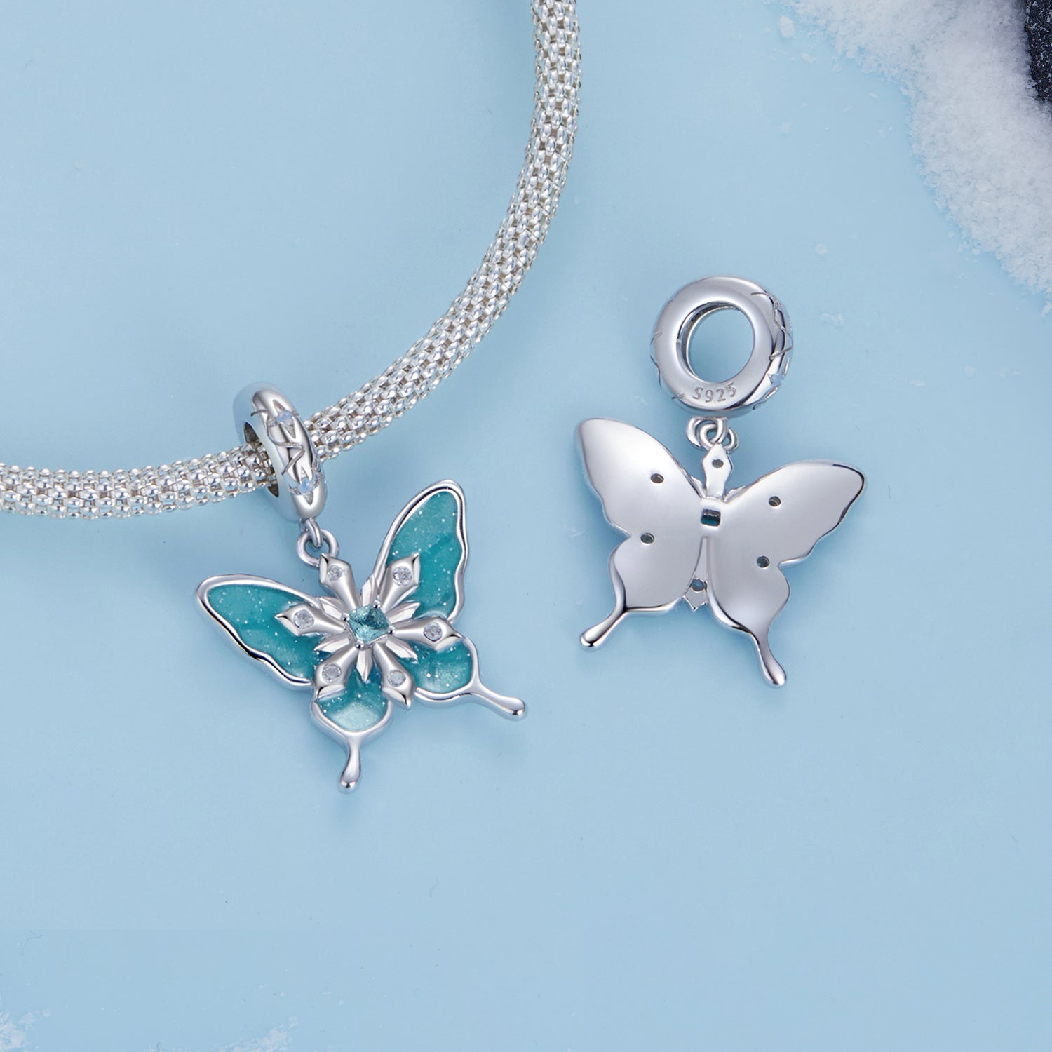 Snowflake Butterfly Dangle Charm
