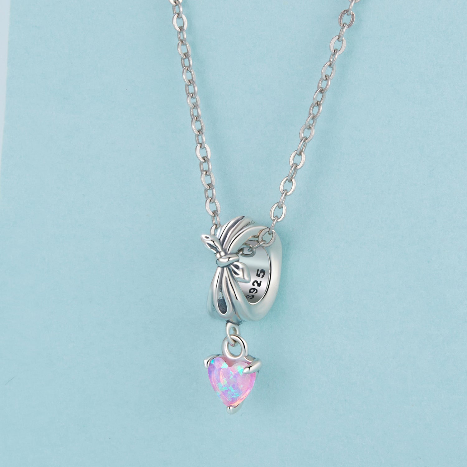 Bow & Pink Heart Charm