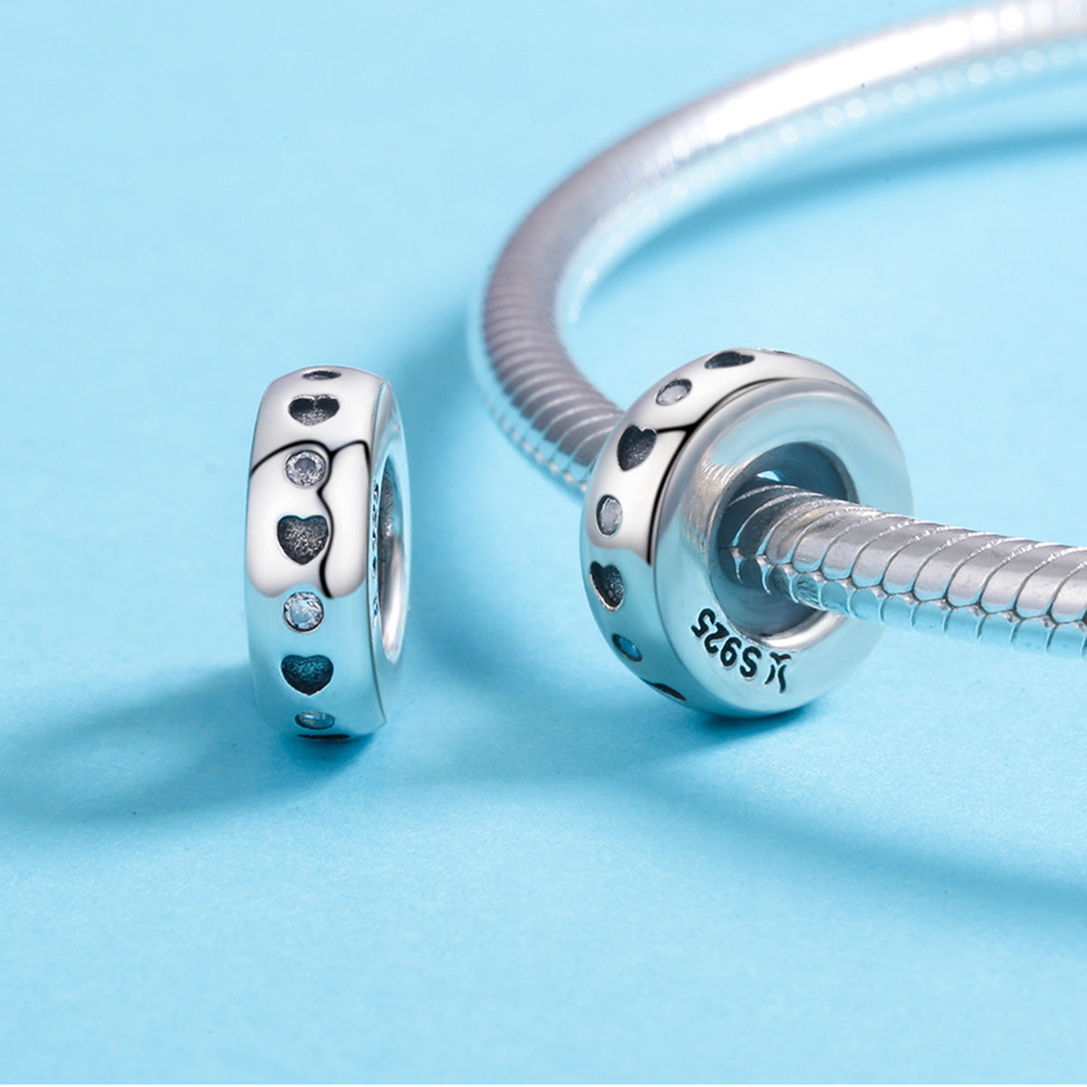 Simple Heart & CZ Spacer Charm