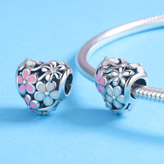 Pink Flower Hearts Charm - Lullaboo