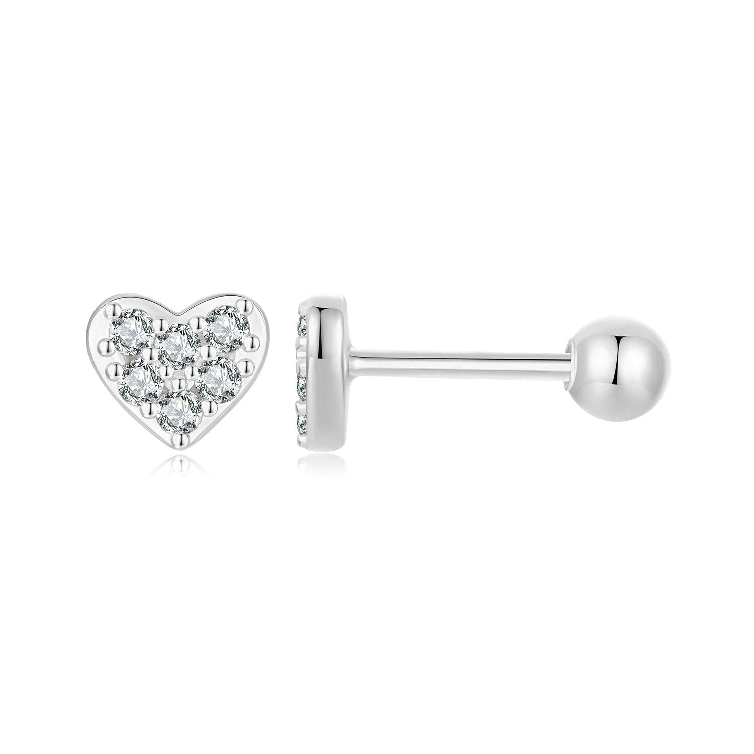 Petite CZ Heart Stud Earrings