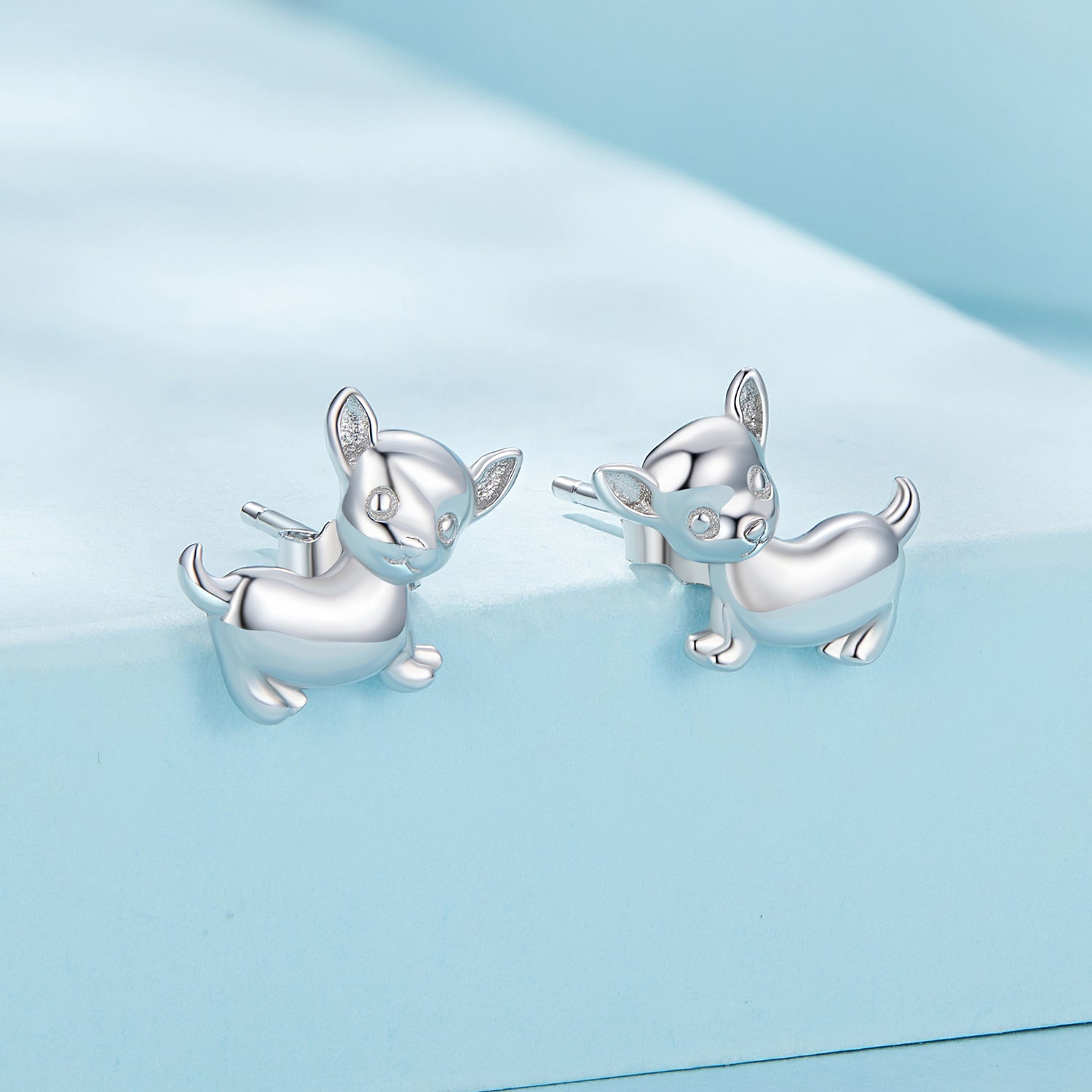Silver Chihuahua Stud Earrings