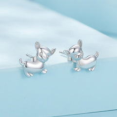 Silver Chihuahua Stud Earrings