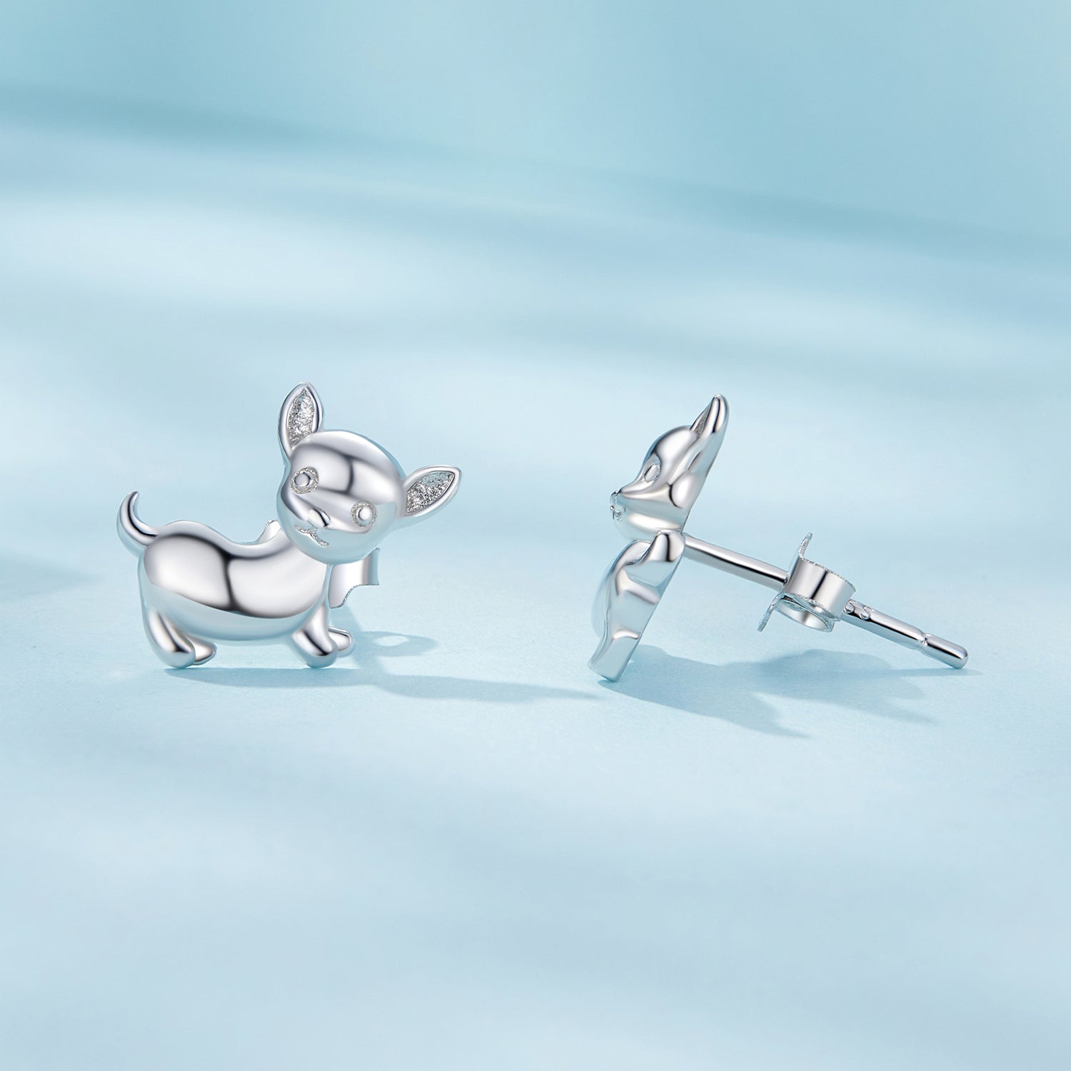 Silver Chihuahua Stud Earrings