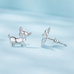 Silver Chihuahua Stud Earrings