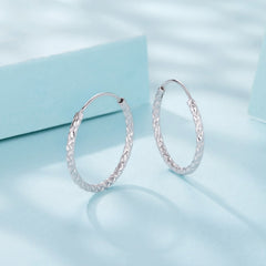 Carved Floral Hoop Earrings