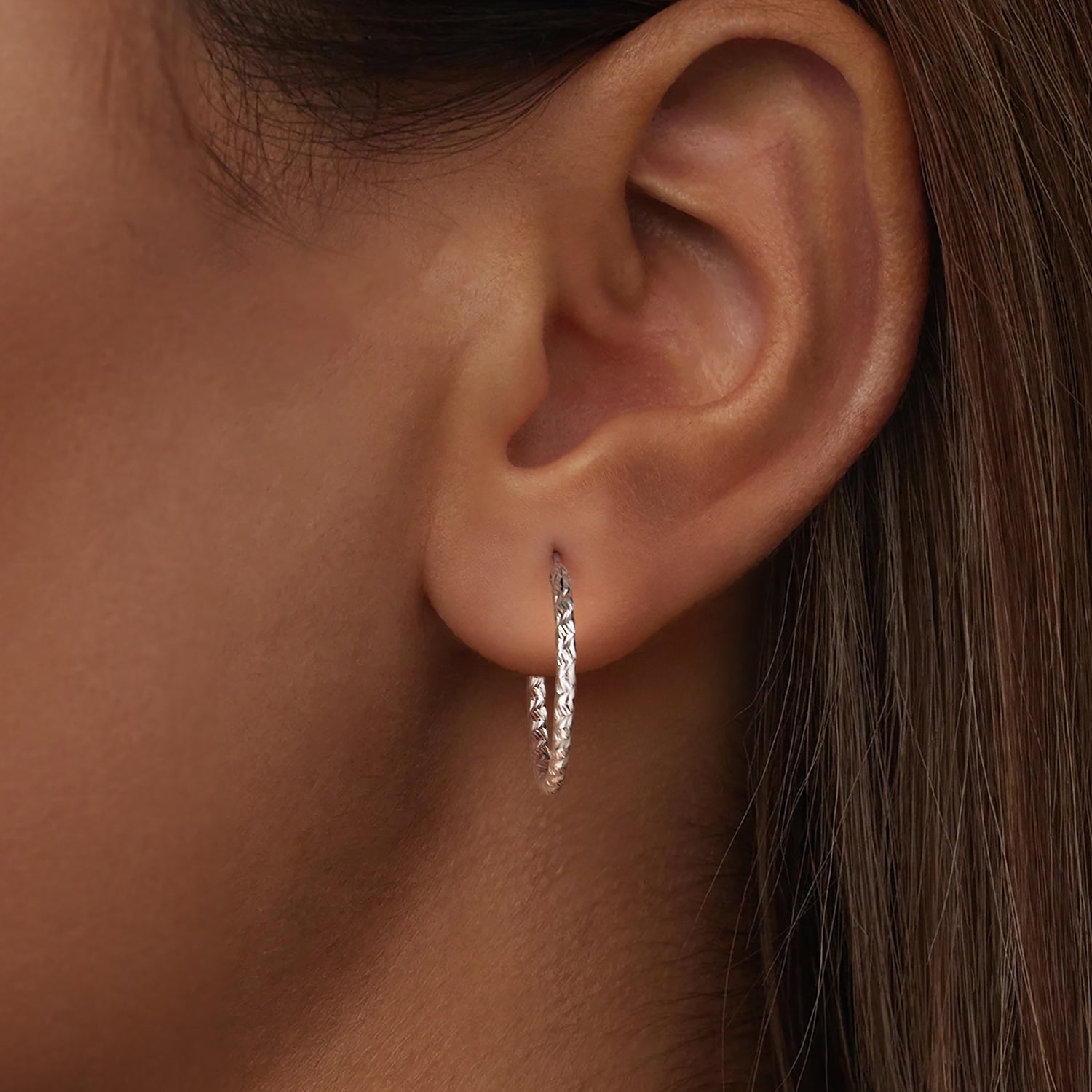 Carved Floral Hoop Earrings