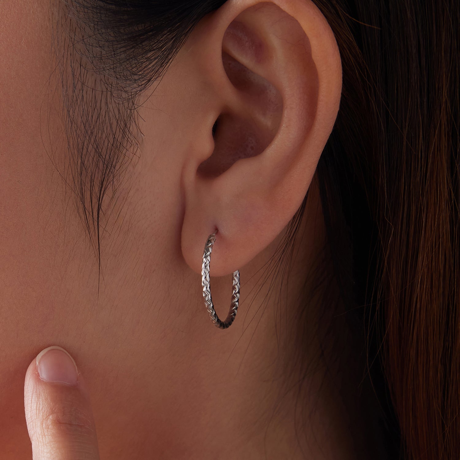 Carved Floral Hoop Earrings