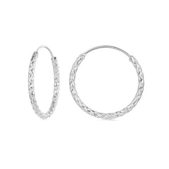 Carved Floral Hoop Earrings