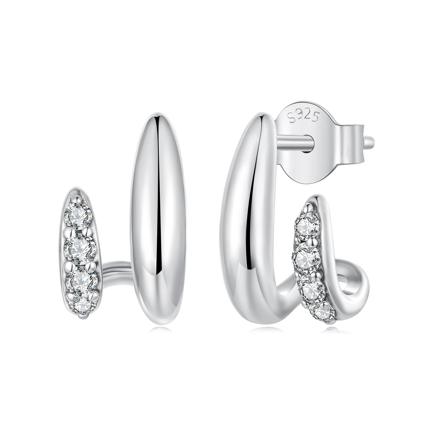 Geometric Double Layer CZ Stud Earrings