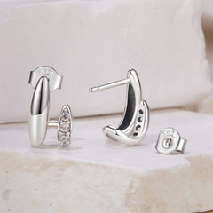 Geometric Double Layer CZ Stud Earrings