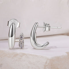 Geometric Double Layer CZ Stud Earrings