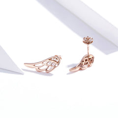 Rose Gold Angel Wing Stud Earrings
