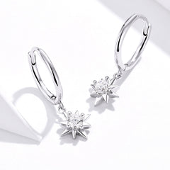 Silver Star Dangly Earrings