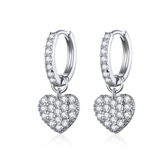 CZ Heart Drop Earrings