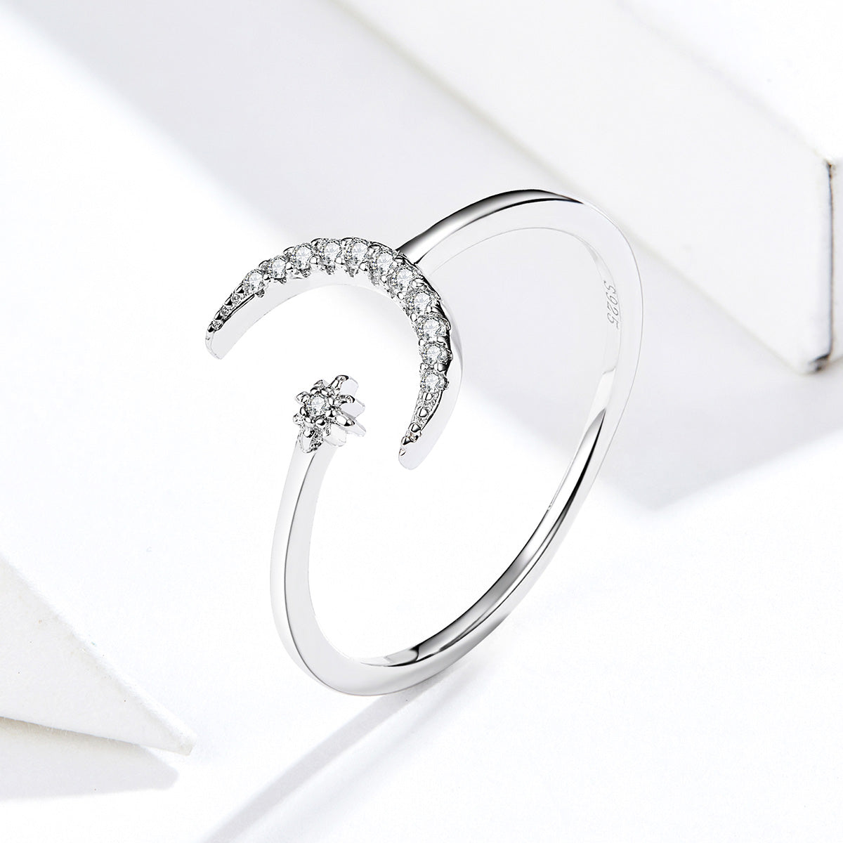 Open Moon & Star Ring