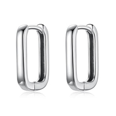 Squared Silver Hoop Earrings