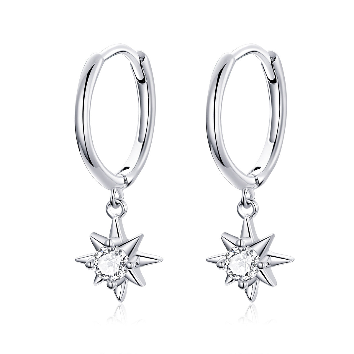 Silver Star Dangly Earrings