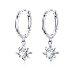 Silver Star Dangly Earrings