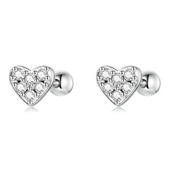 Petite CZ Heart Stud Earrings