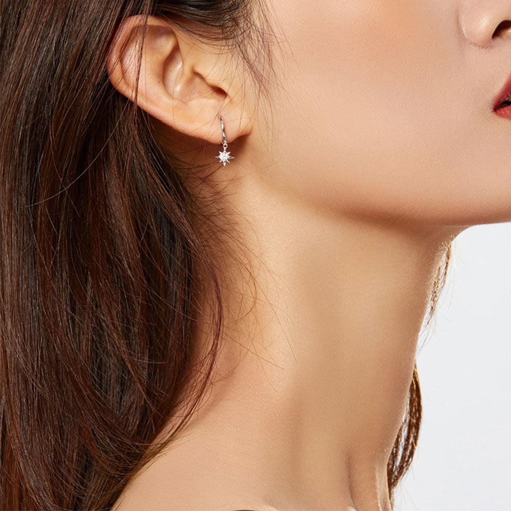 Silver Star Dangly Earrings